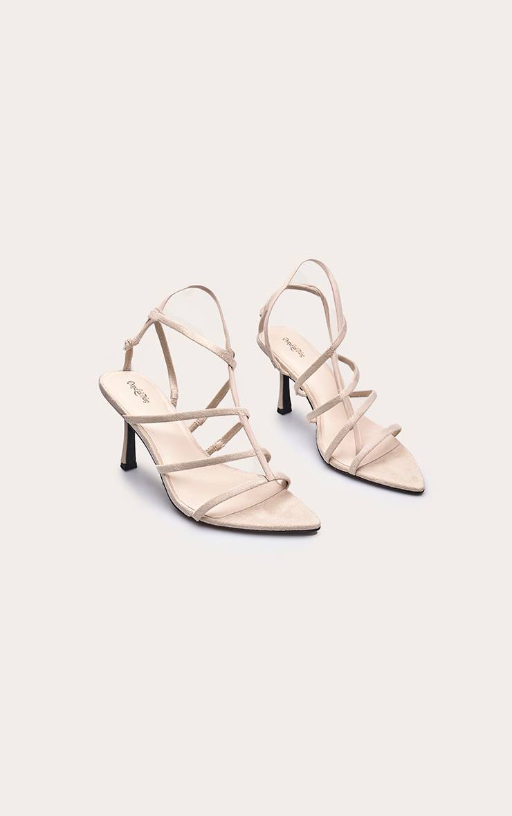 Crème Sandales À Talons En Synthétique À Brides