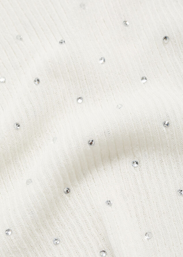 MANGO Rhinestone detail ribbed sweater Light beige