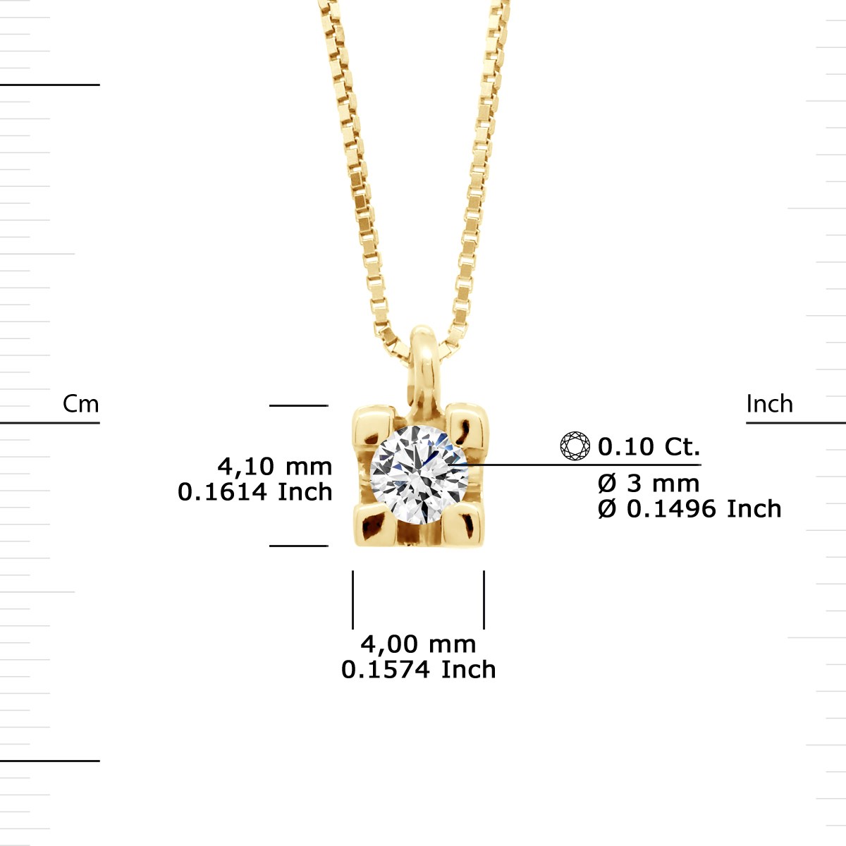 Collier Solitaire Diamant 0,10 Cts Or Jaune