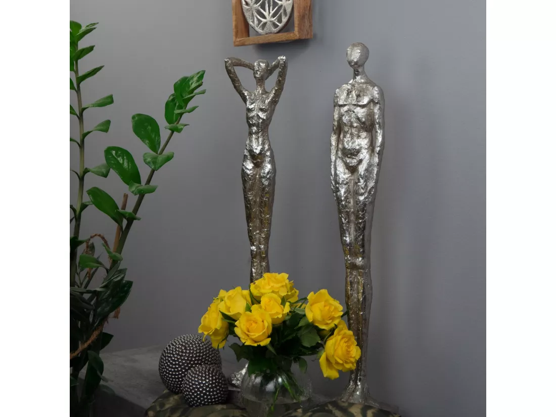 ENSEMBLE DE SCULPTURES Millénium 2 pièces Poly-artificiel argent