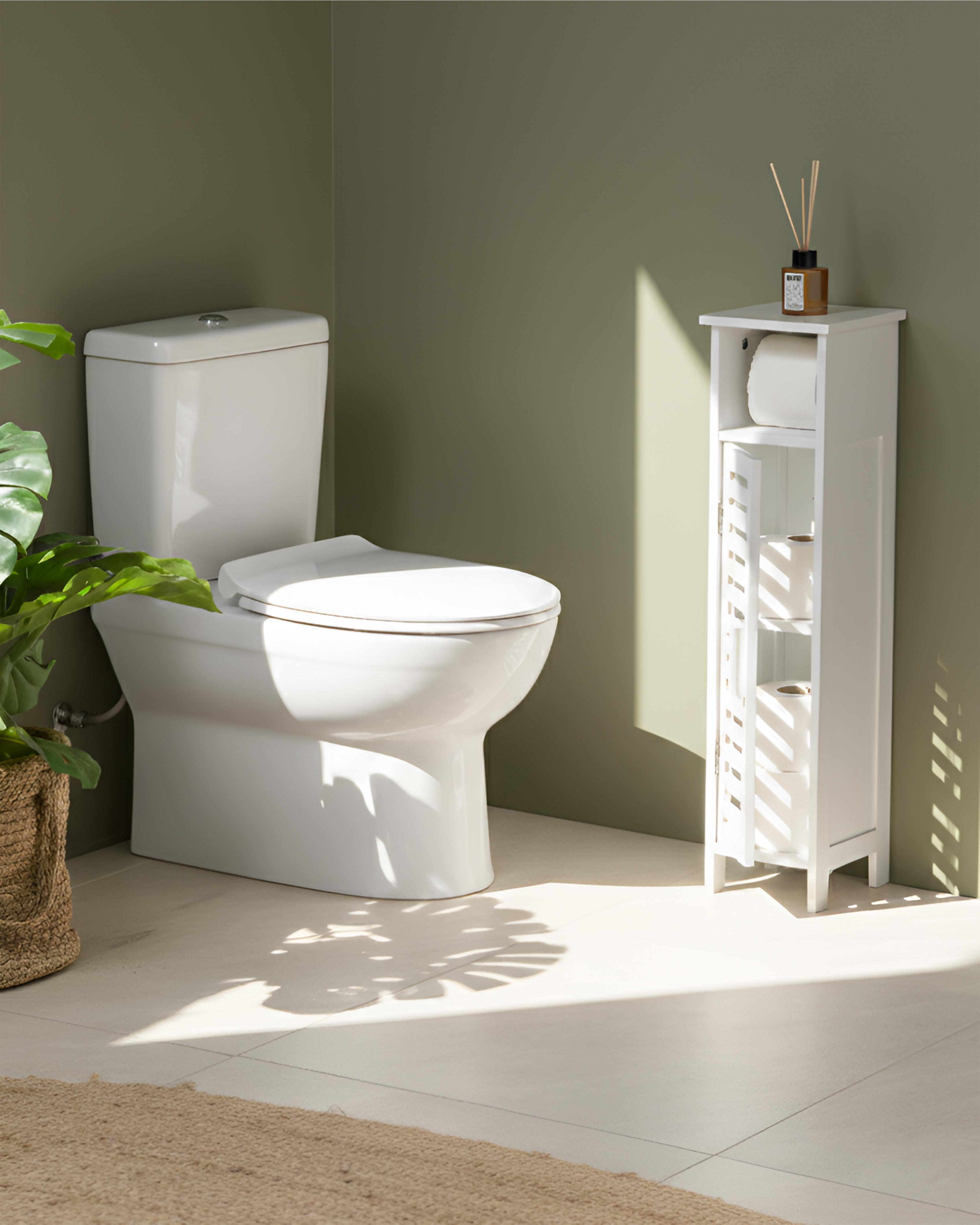 Toiletpapierkast OLATHE Bamboehout Wit