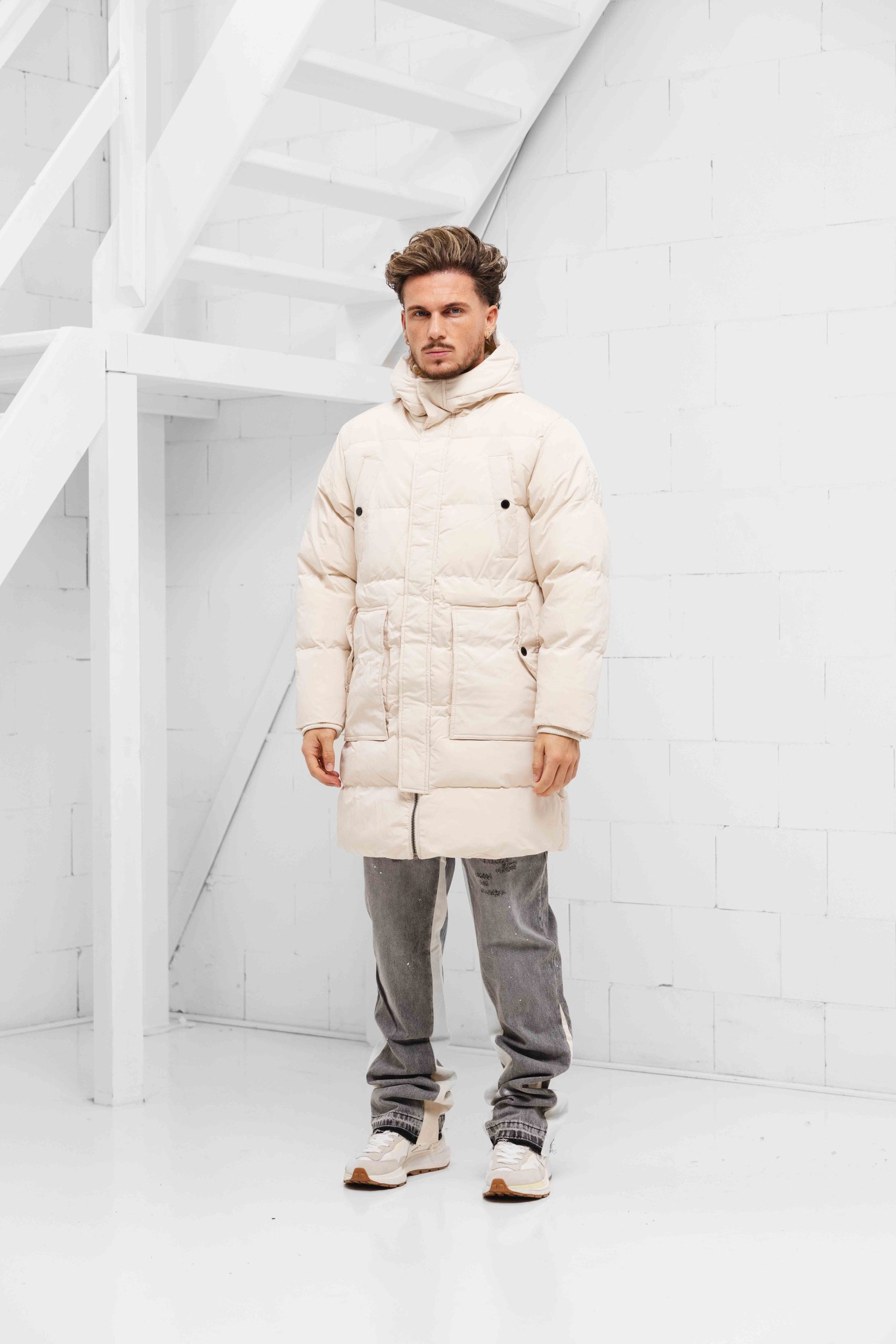 Project X Paris Long Multi-Pocket Jas Heren Wit