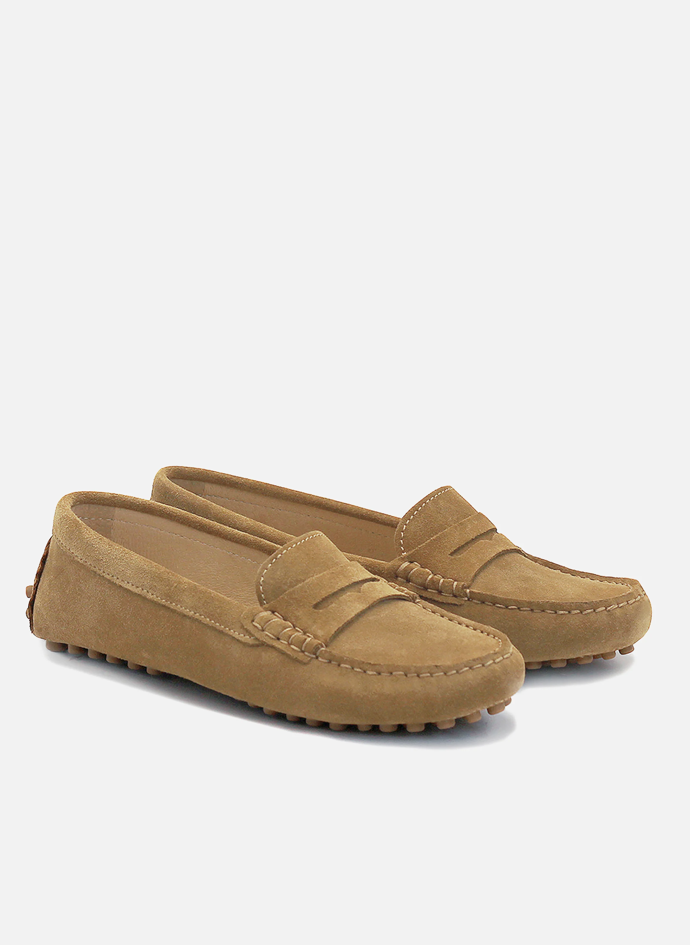 Mocassins femme cuir daim | Marron
