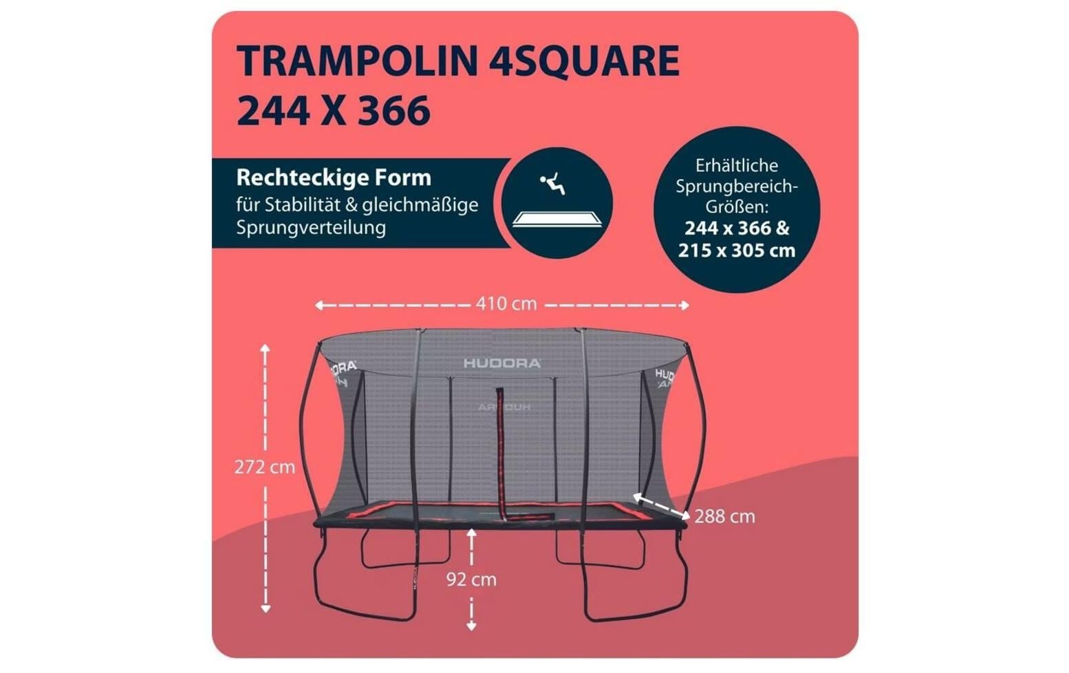 Hudora Gartentrampolin »4square 366 x 244 cm« 1 Stk. tlg.