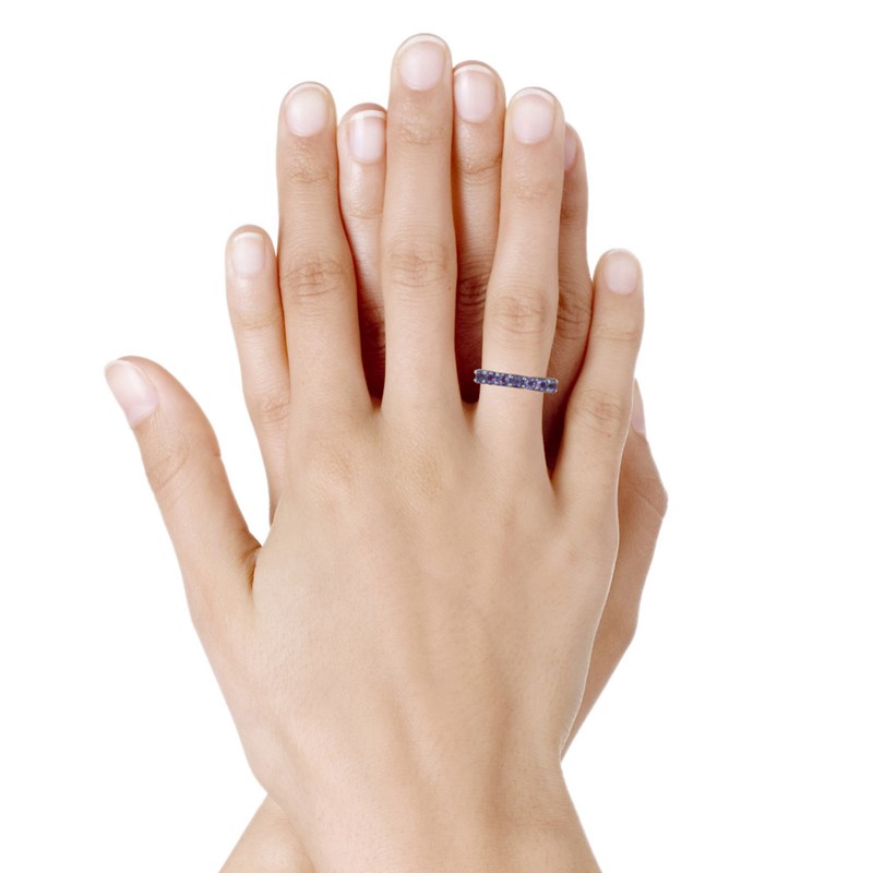 Bague Argent Rhodié Alliance Améthyste