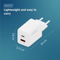 Chargeur secteur USB GaN, USB-C/USB-A, 45 W, blanc
