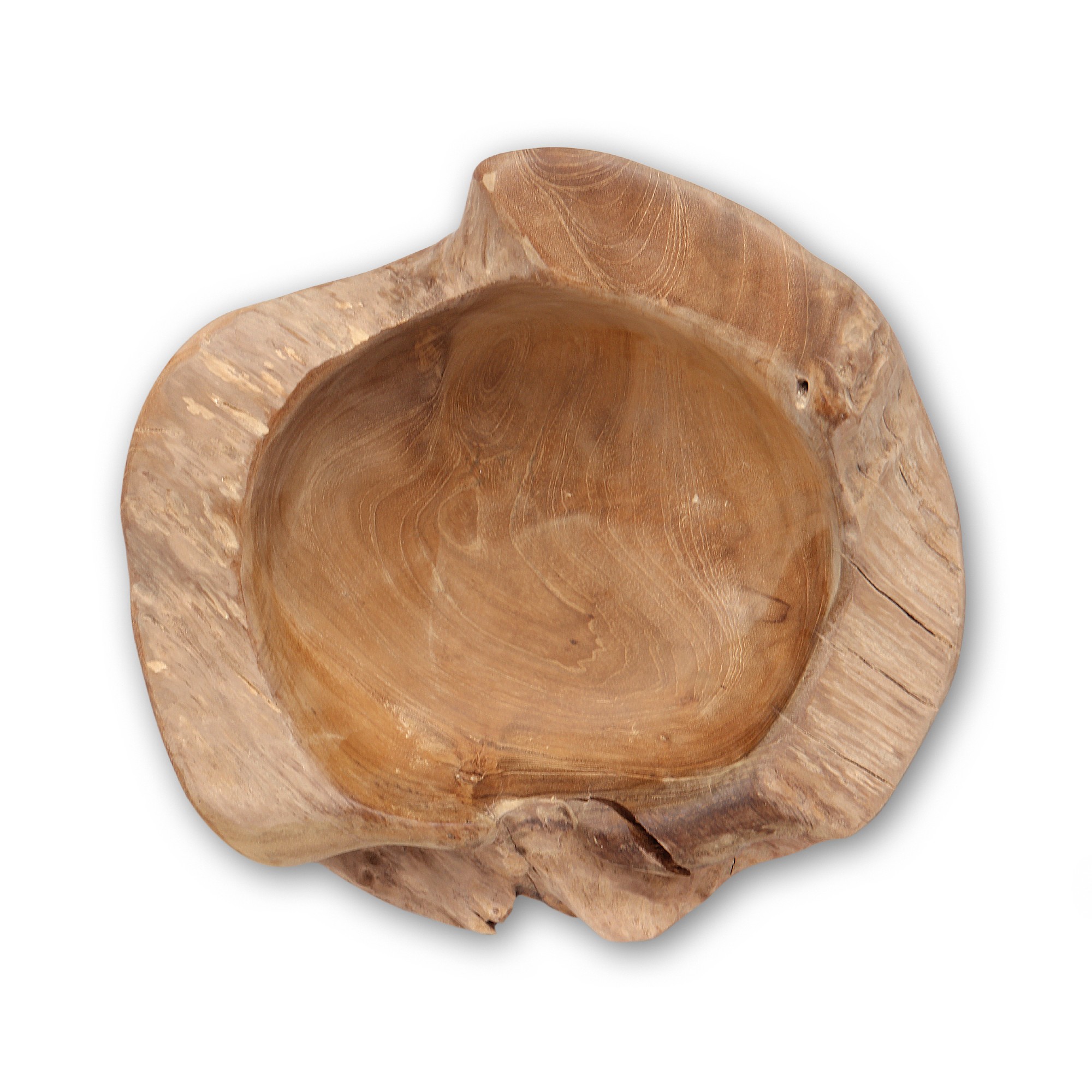 Holzschale aus Restholz, Teak, Ø min. 30 cm, H ca. 6 cm von fischer's lagerhaus