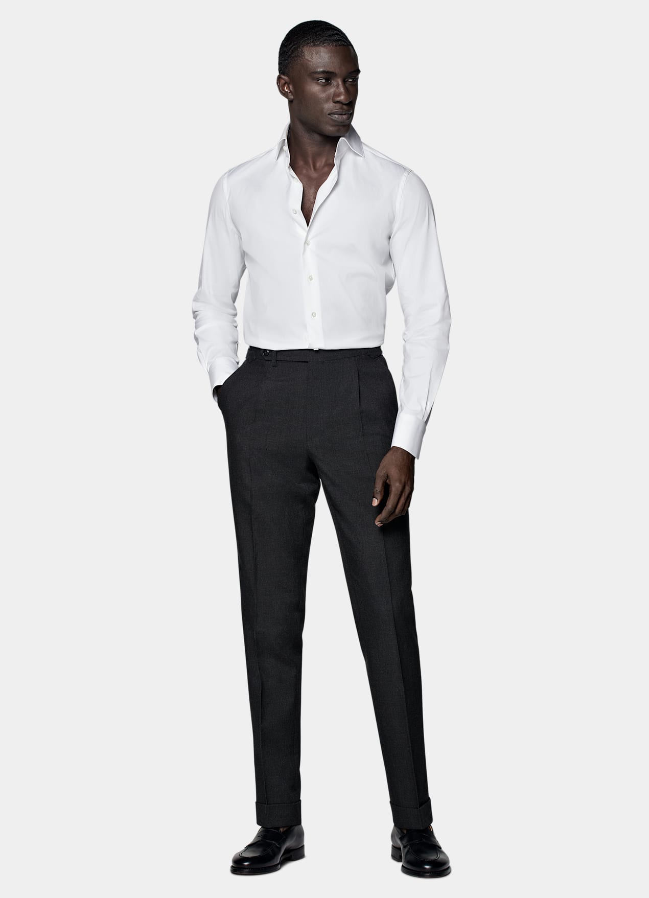 Chemise très ajustée en popeline blanche