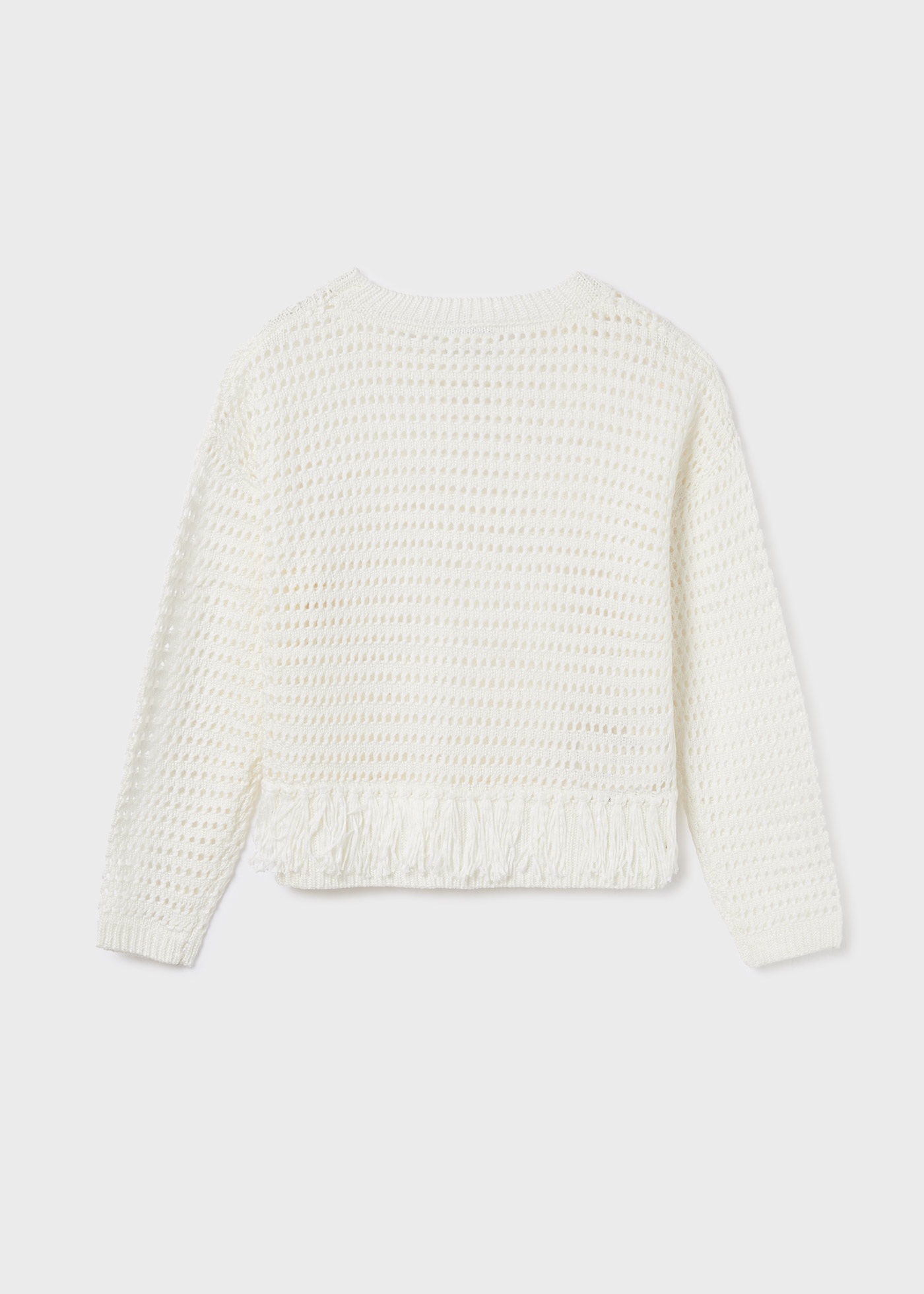 Blusa de malha jersey com apliques de franjas para meninas