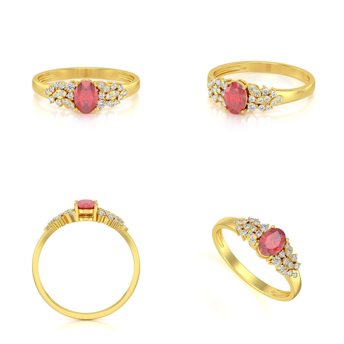 Bague ADEN Or 585 Jaune Rubis et diamants 2.934grs