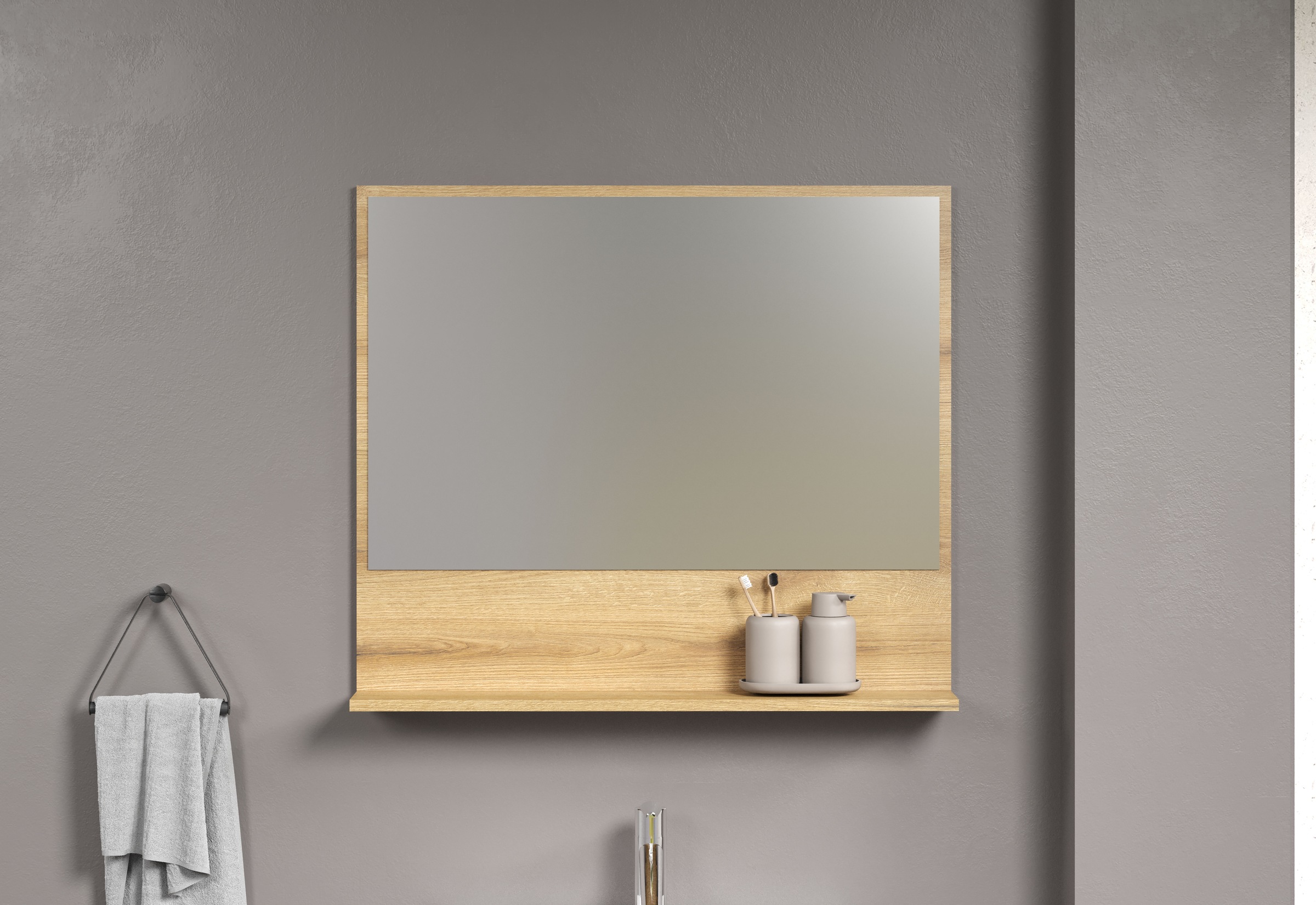 welltime Badspiegel »Amrum« Wandspiegel mit Ablage - (B/T/H) wahlweise 60 bis 80/14/74 cm