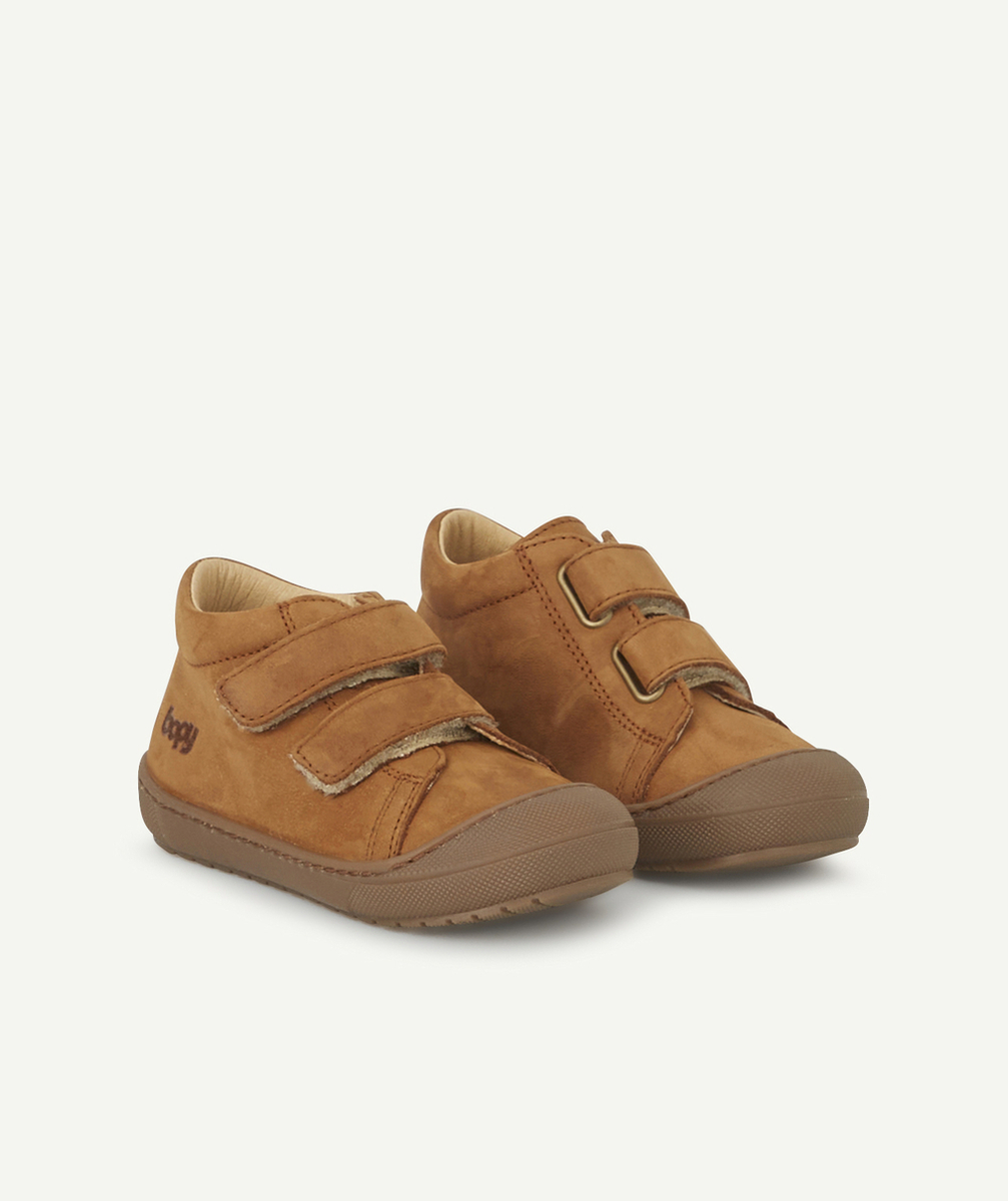 BOPYBOTTINES PREMIER PAS BÉBÉ EN CUIR MARRON AVEC SCRATCH
