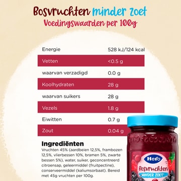 Hero Jam Minder Zoet Bosvruchten 325g