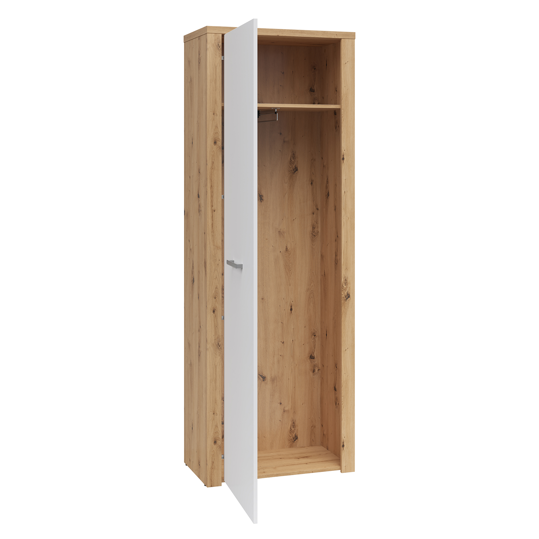 Garderobenschrank - Artisan Eiche - weiß - 70 cm breit