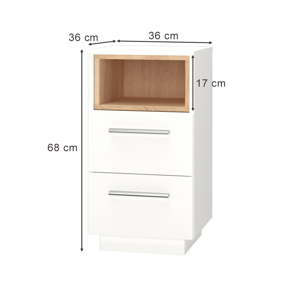 Vicco Nachtschrank Nachttisch Nachtkommode 2er Set Beatrice Weiß 2 Schubladen