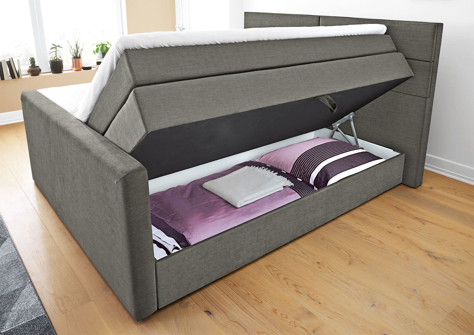 Ole Gunderson Boxspringbett FENTISSIMO SPACE 180 x 200 cm braungrau