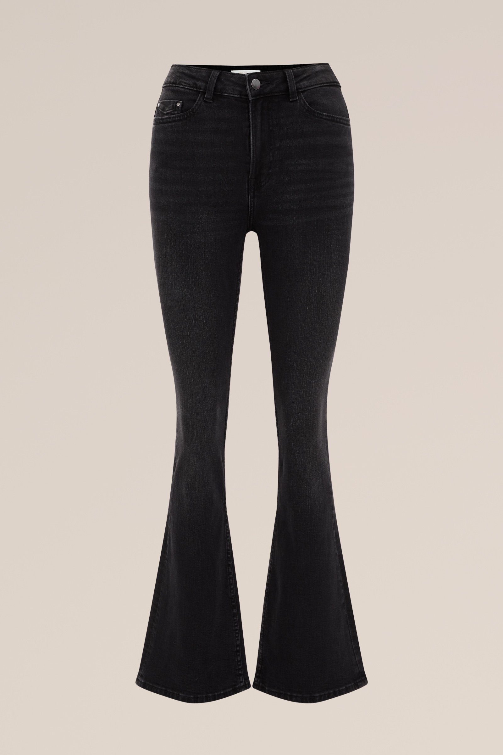high rise flared jeans met stretch Blue Ridge Zwart