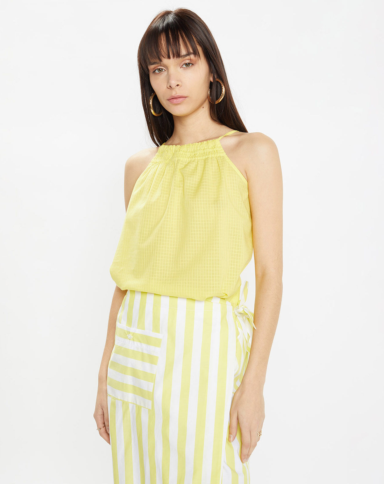 Galeries Lafayette Top en Coton biologique Lagos à fines bretelles jaune