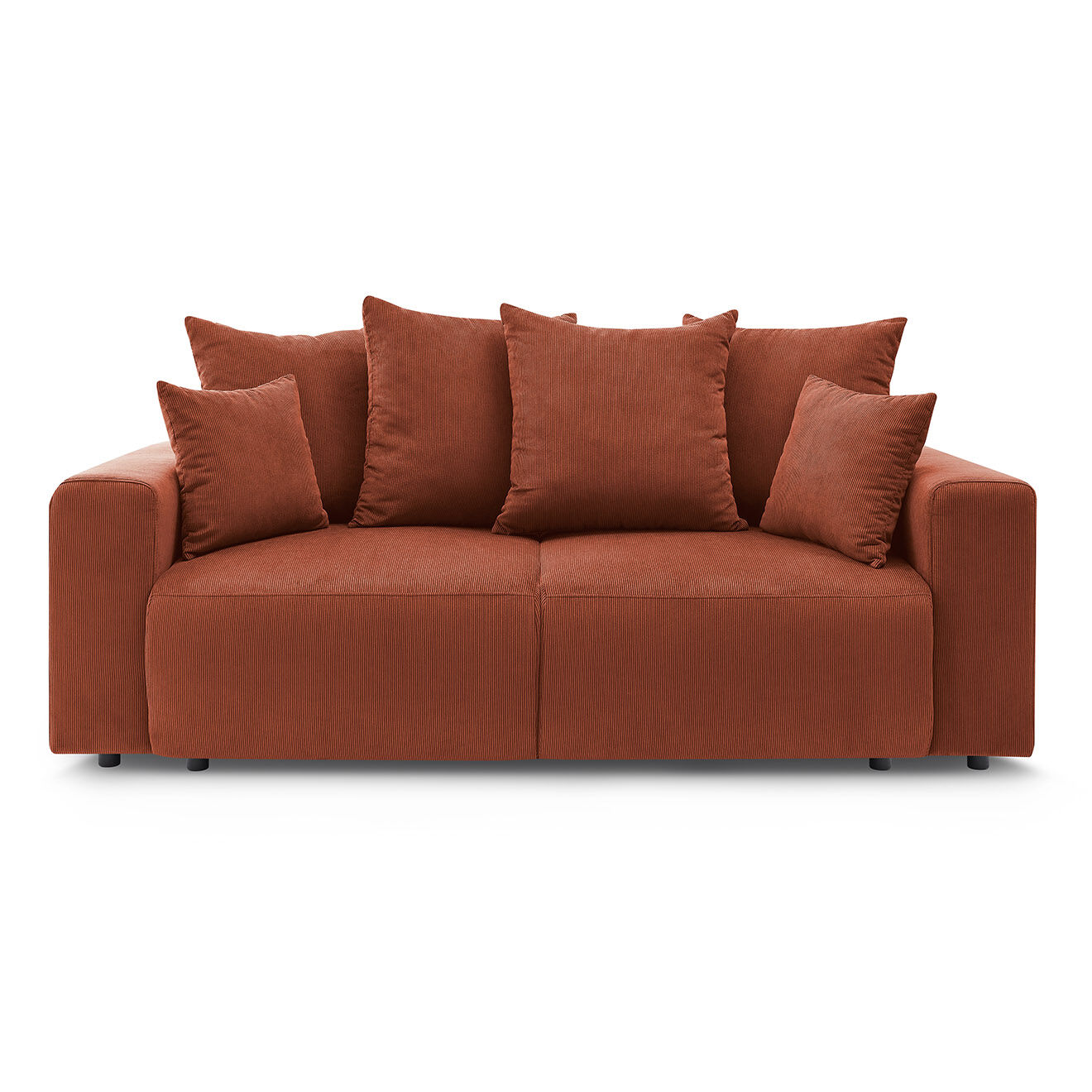 Bobochic Canapé droit fixe 2 places envy velours côtelé orange - 210x100x95 cm