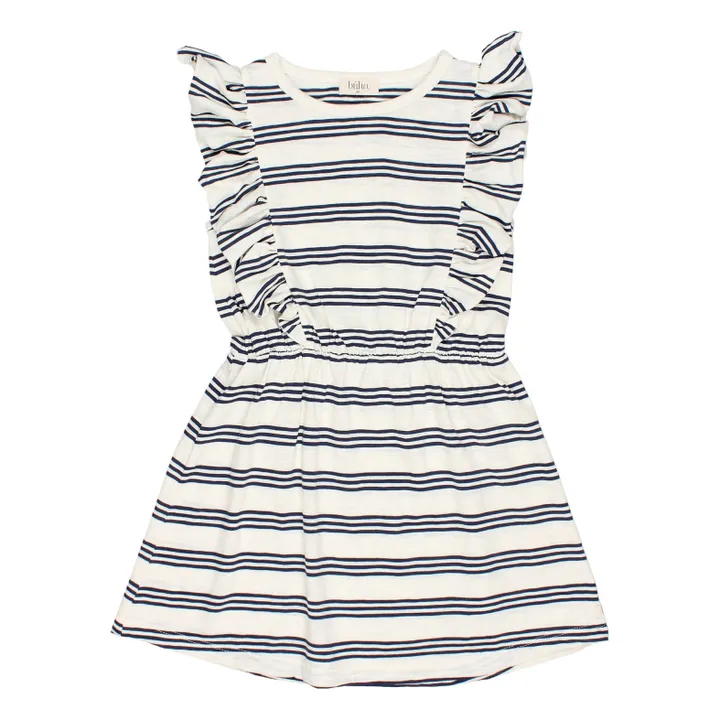 Búho Robe Rayée Coton Flammé | Bleu nuit