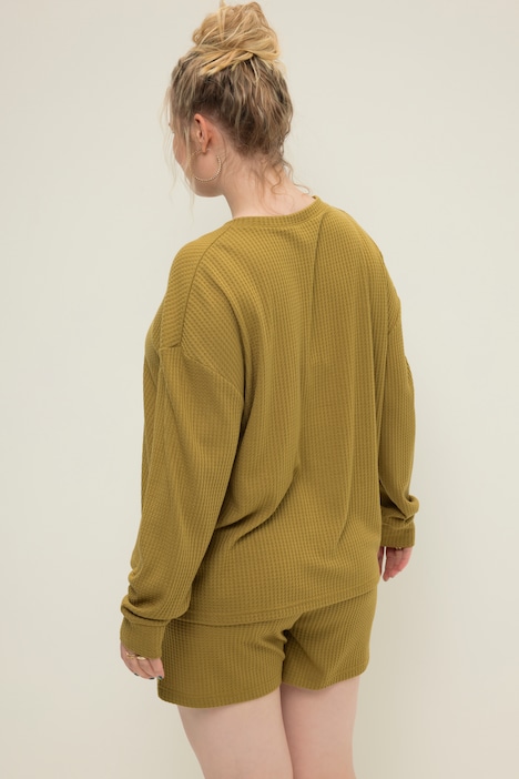 Schlafanzug, Zweiteiler, Strukturjersey, Langarm, Shorts