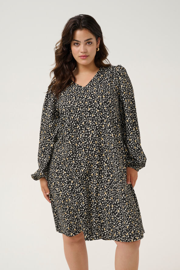 Kaffe Curve KCmalena Dress Black/white/gold print