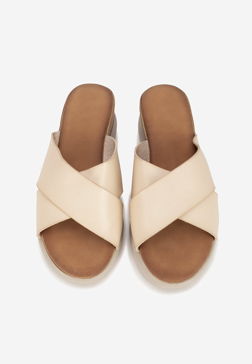 Mules à plateforme beige Jadie