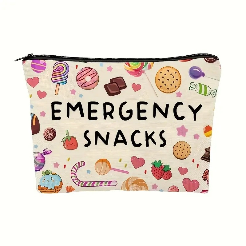 (21x16cm) Kosmetik Make Up Tasche Necessaire Organizer Bag mit Reissverschluss - Emergency Snacks