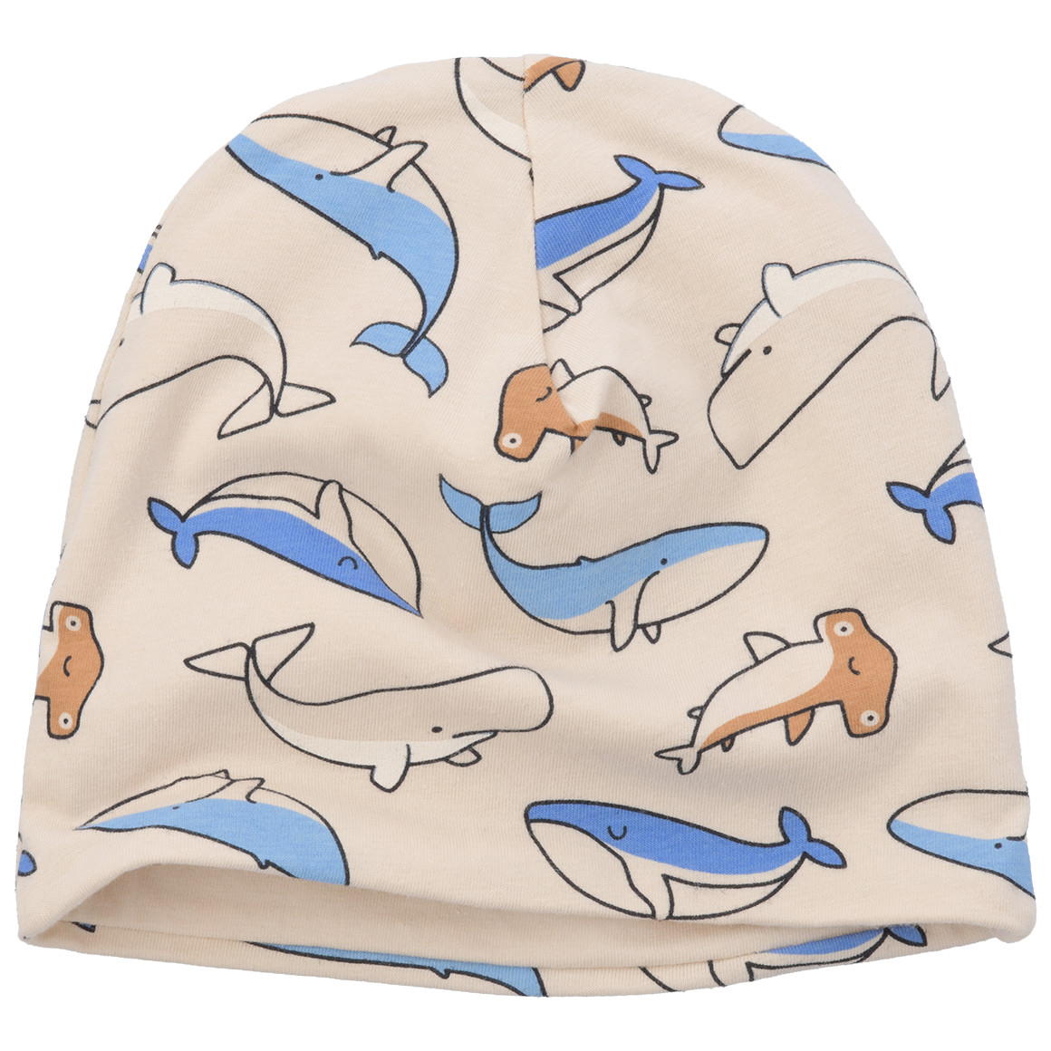 Topomini Baby Mütze mit Fisch-Allover beige