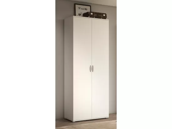 Garde-robe 2 portes Drafi, Meubles de chambre, Dressing avec portes, Armoire, Made in Italy, 80x52h170 cm, Blanc