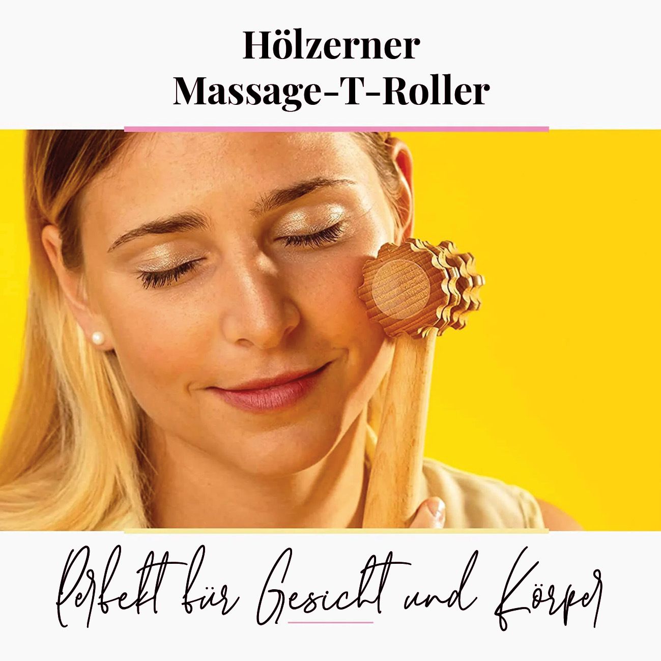 tuuli T-Form Massagegerät Massageroller Roller Maderotherapie Gesichtsmassager aus Holz