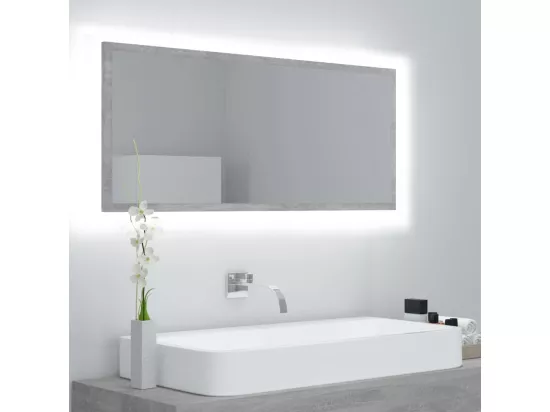 Miroir à LED de salle de bain Gris béton 100x8,5x37cm Acrylique