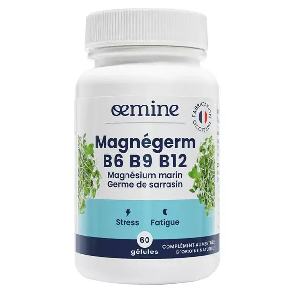 Oemine Magnégerm B6 B9 B12 Magnésio Marinho para Estresse e Fadiga - 60 cápsulas
