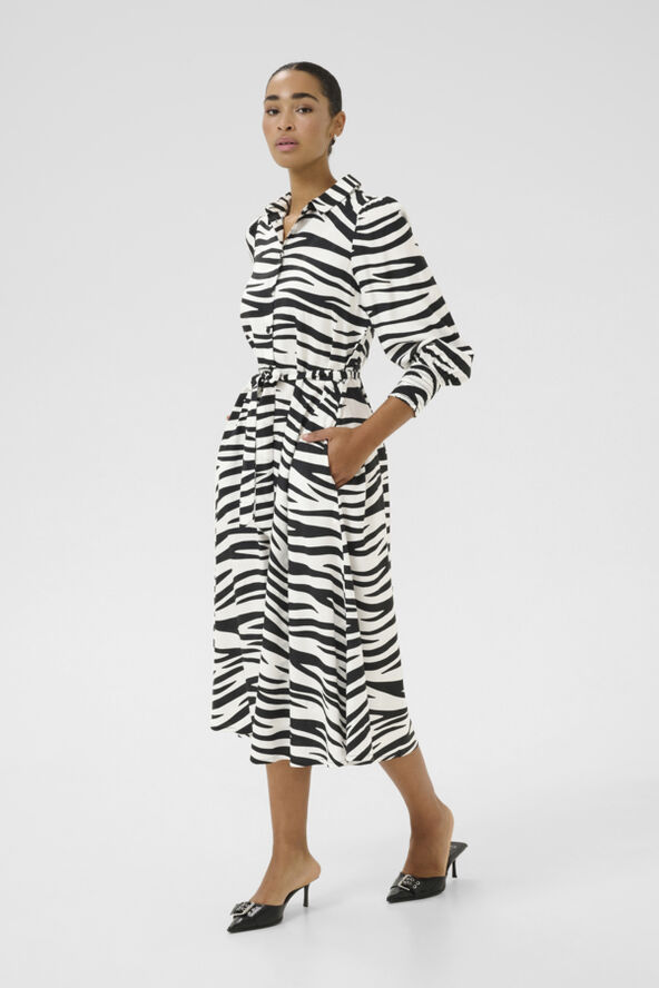 Kaffe KAemine Olga Dress Chalk/black animal