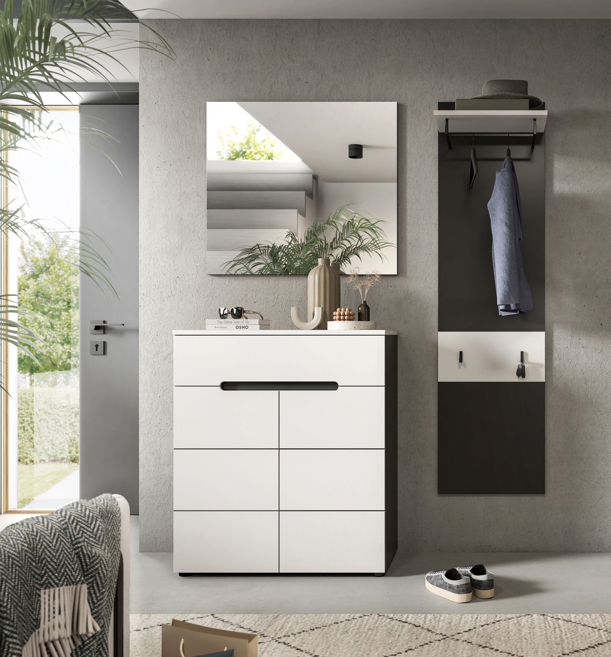 INOSIGN Garderoben-Set »REHAT, TOPSELLER!, 3-teilig, Breite 140 cm, individuell erweiterbar« Set, bestehend aus: Kommode, Spiegel und Garderobenpaneel, 3 Stk. tlg.