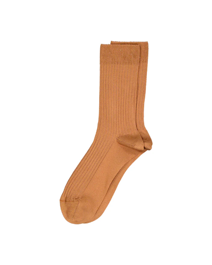 Mrs. Hosiery  Mrs Silky Ribbed strømper - Cinnamon