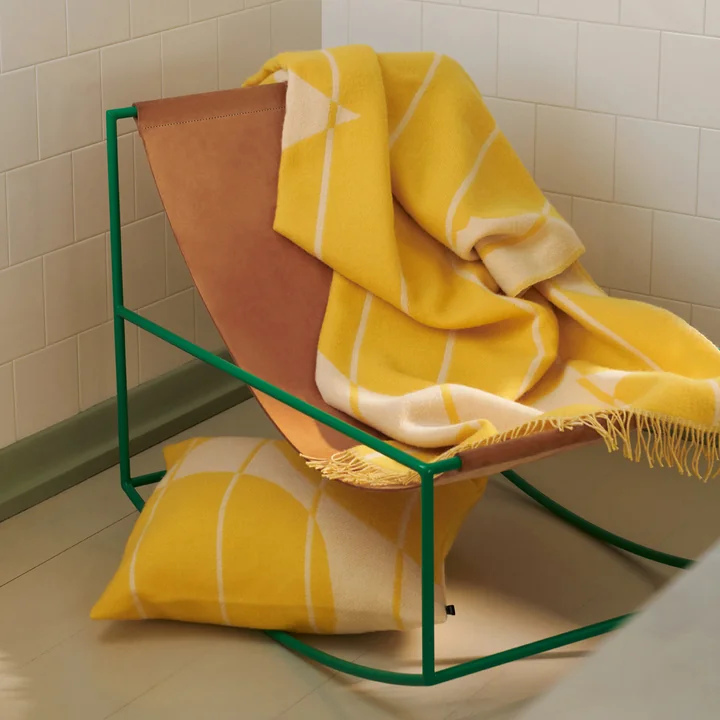 Marimekko - Vesi Unikko Wolldecke, 140 x 180 cm, spring yellow / ecru