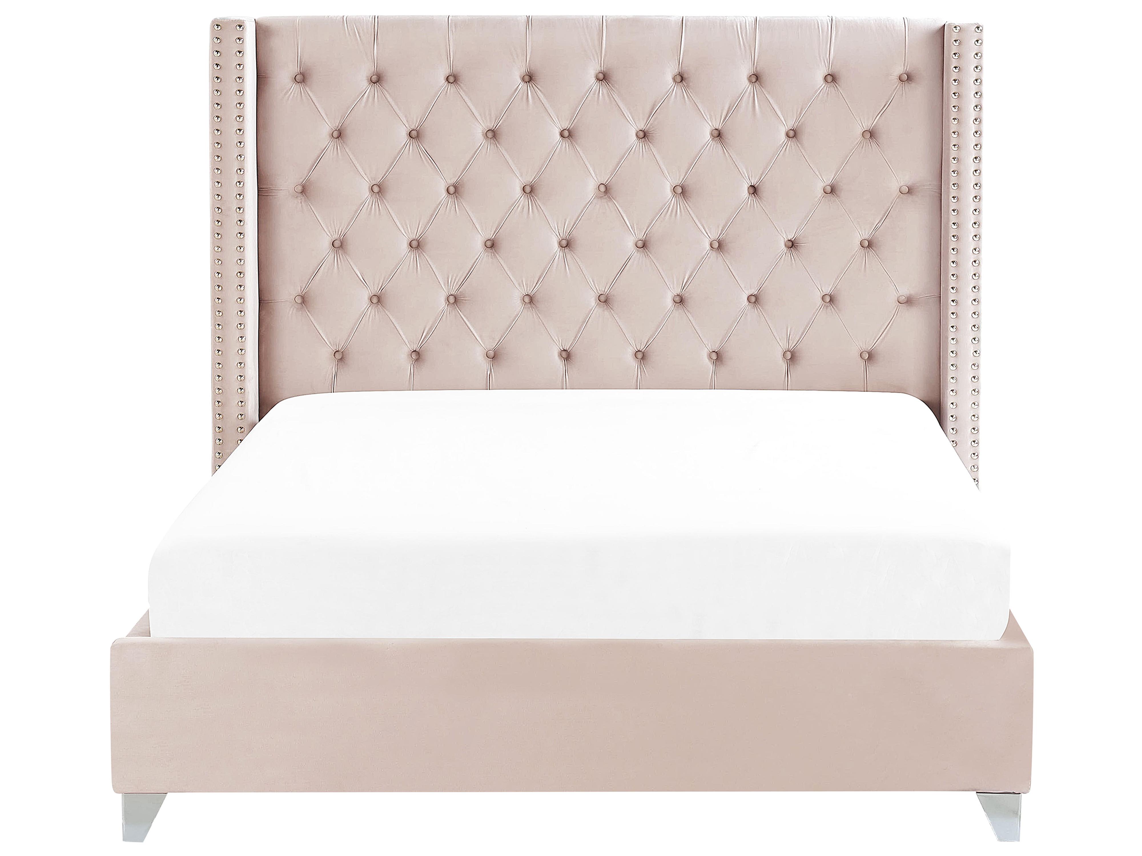 Bed Fluweel LUBBON 180 x 200 cm Pastelroze