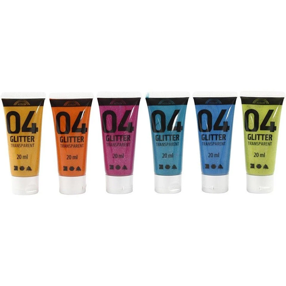 A-Color - Akrylmaling - Glitter - (6 x 20 ml)