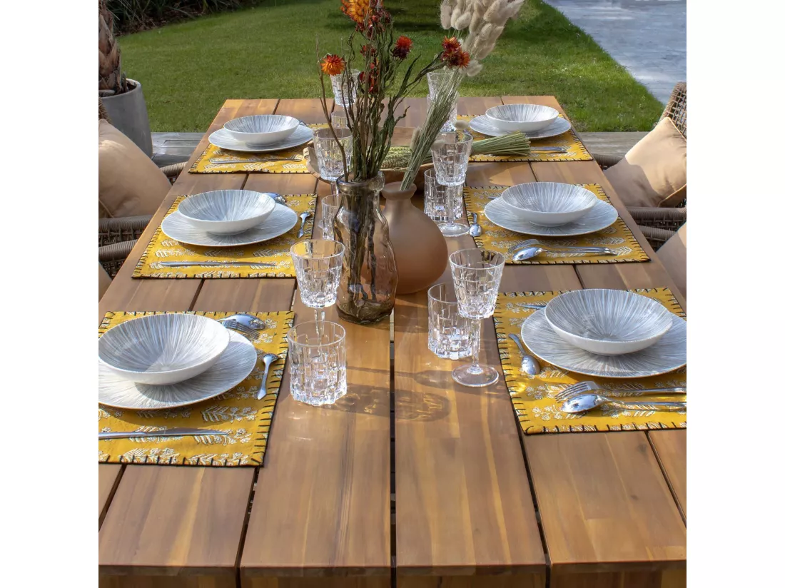 Now's Home - Lot 4 Sets De Table En Coton Jaune Moutarde 45x30cm Capri
