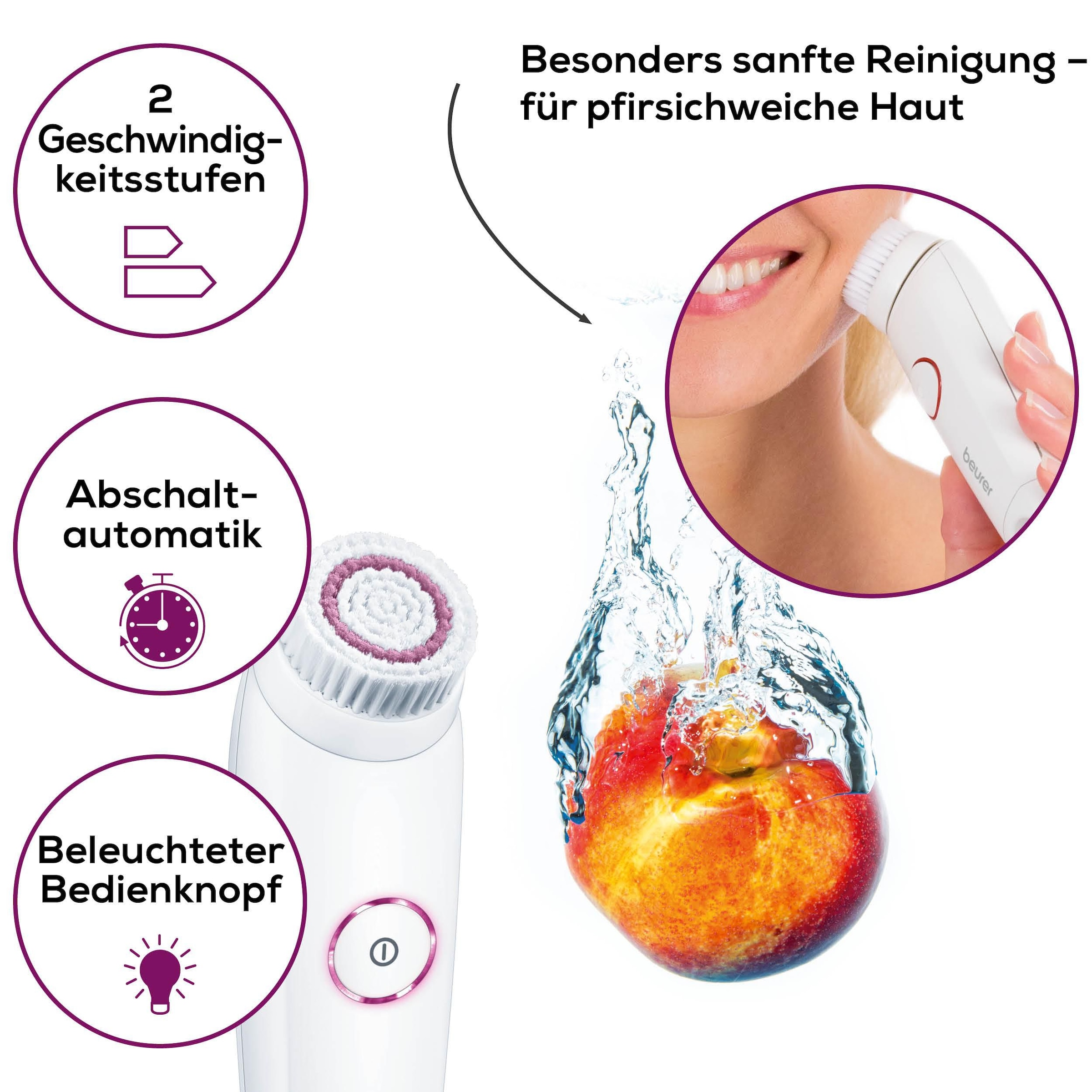 BEURER Elektrische Gesichtsreinigungsbürste »FC 45 für gründliche Hautreinigung« Mit 2-stufiger Rotation und 2 Geschwindigkeitsstufen