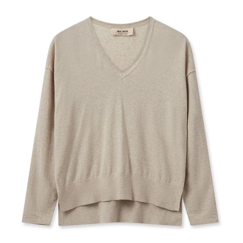 Mos Mosh  Tani V-neck striktrøje - Cement