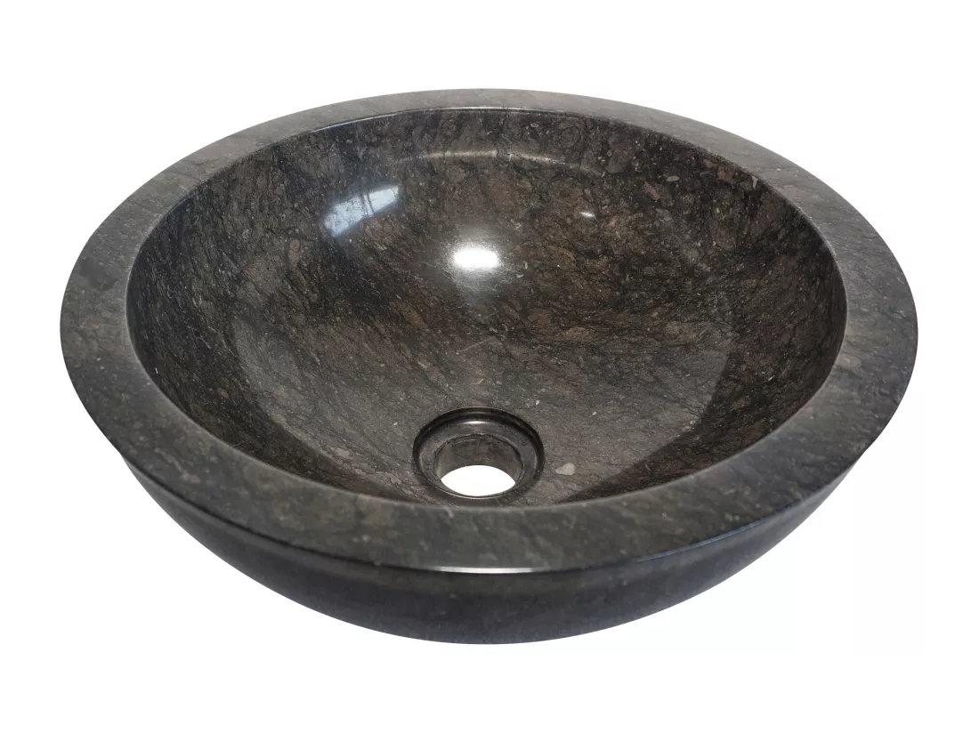 Vasque à poser en marbre - Coloris noir - D35 cm - BERATI
