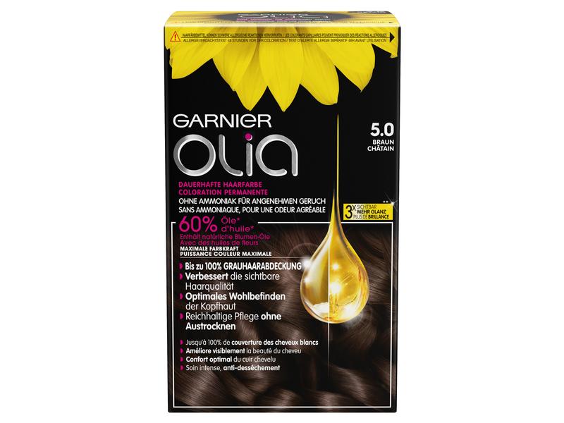 Garnier Haarcoloration Olia 5.0 Braun Dauerhafte Haarfarbe ohne Ammoniak