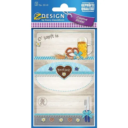 Avery Zweckform 55141, Deko Sticker, Brotzeit, 6 Aufkleber