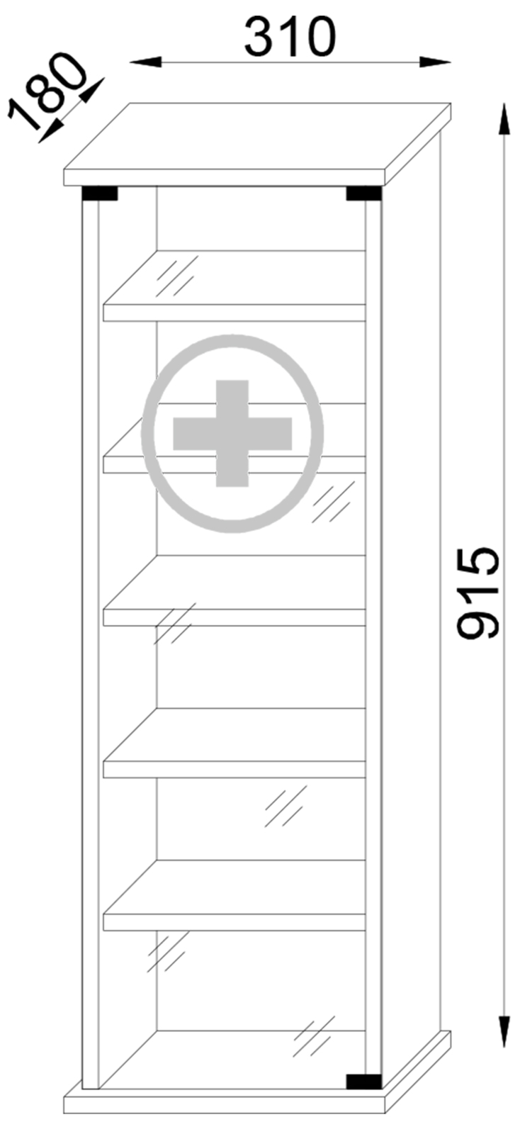 Medizinschrank OMAL - Sonoma Eiche - 31 cm breit