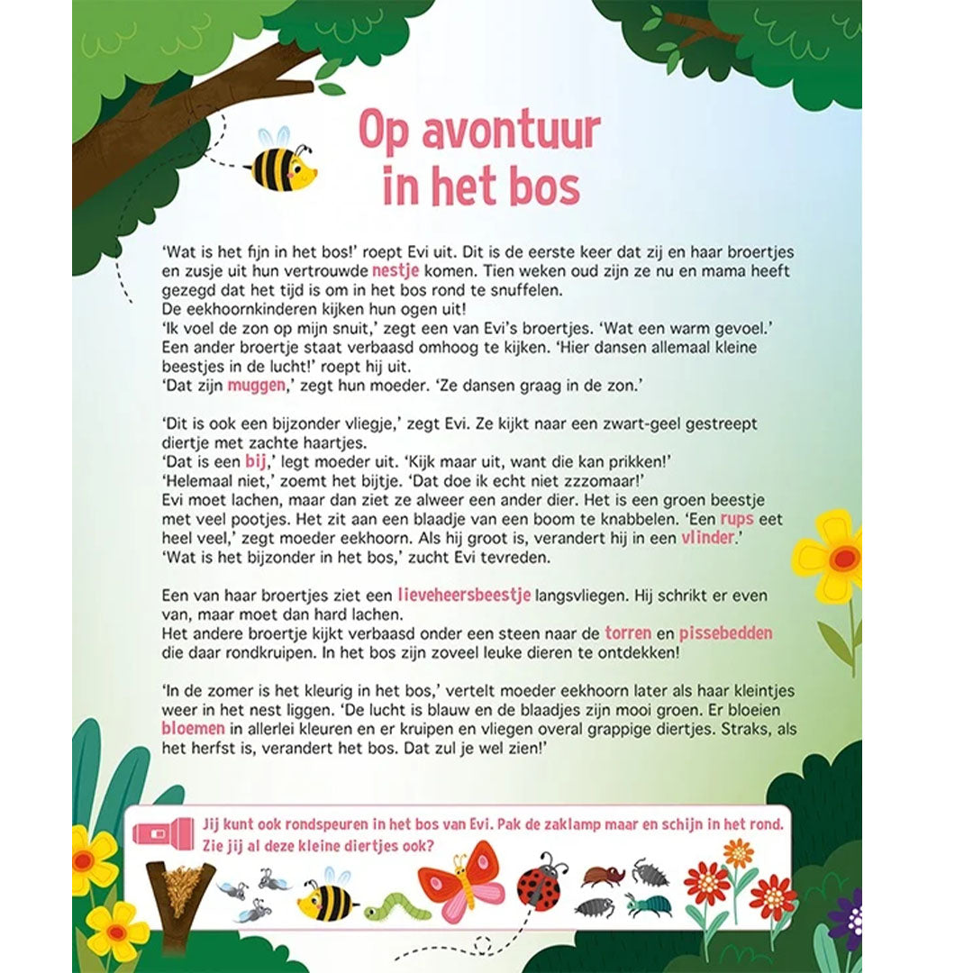 Lantaarn publishers zoek- en leesboek speuren in het bos