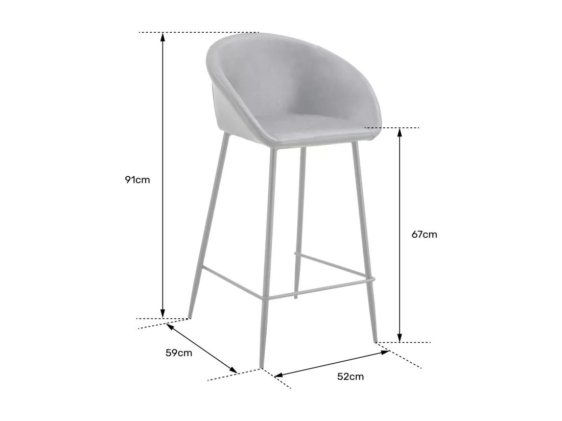 Lot de 2 tabourets de bar en simili gris foncé ACHILLE - HAPPY GARDEN