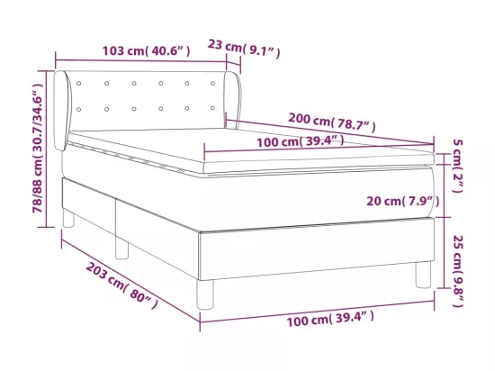 Sommier tapissier avec matelas Crème 100x200cm Similicuir