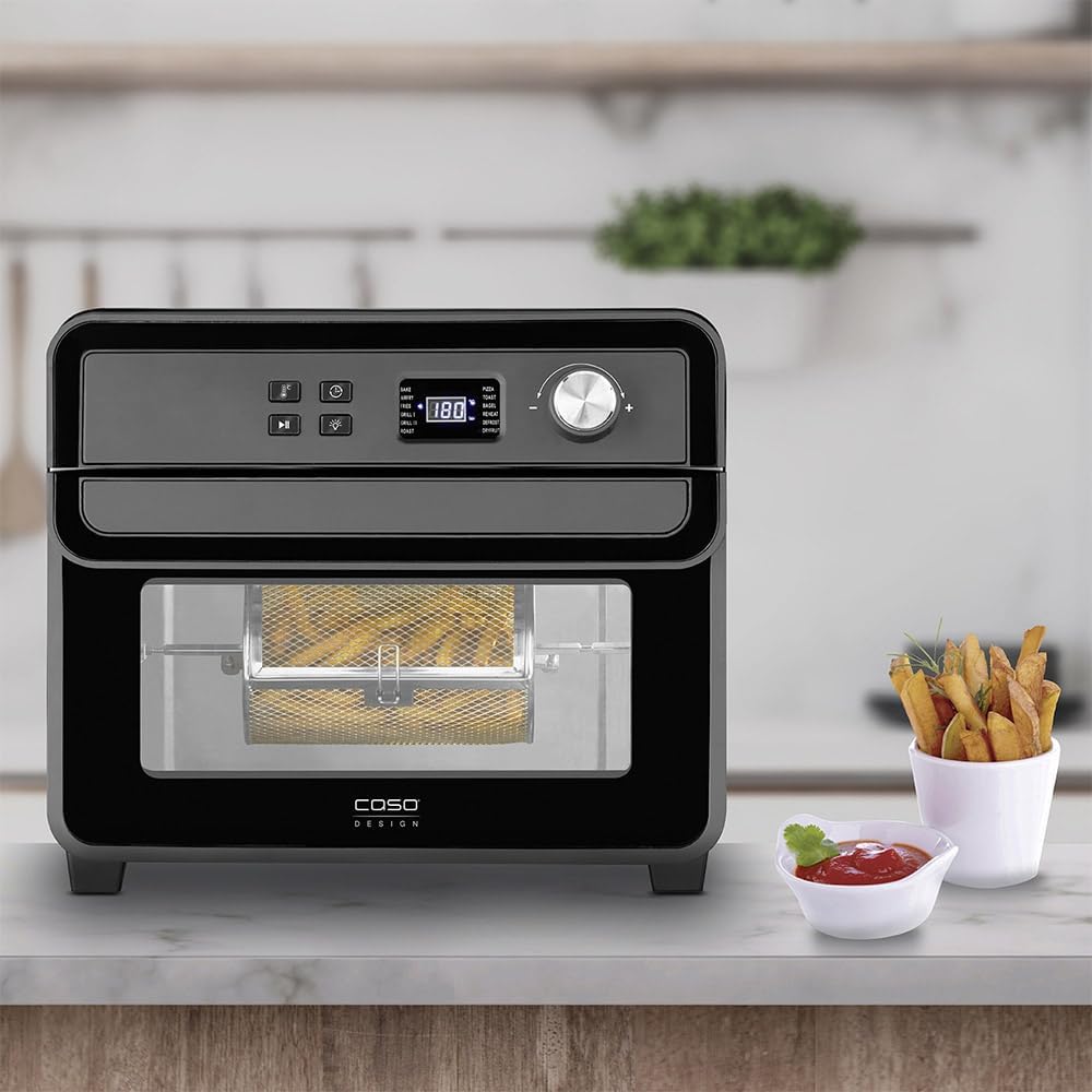 CASO AirFry Chef 1700 - Design Heissluftfritteuse, Testurteil: Sehr Gut, direkt startbereit ohne Aufheizen, 3 Einschubebenen, Temperaturbereich 40 °C bis 230 °C (5°C Schritten), Timer, 1700 Watt